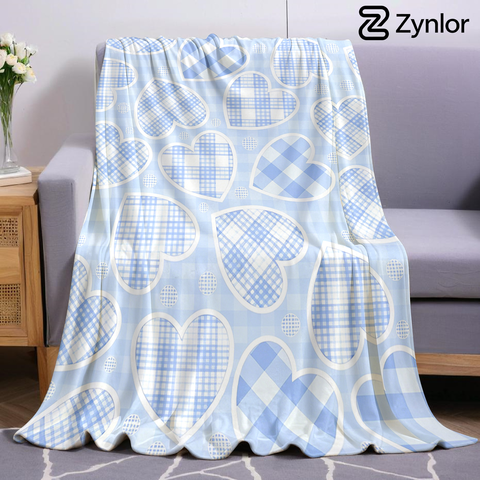 Blue Plaid Heart Cartoon Anime - Christmas Throw Blanket review and price