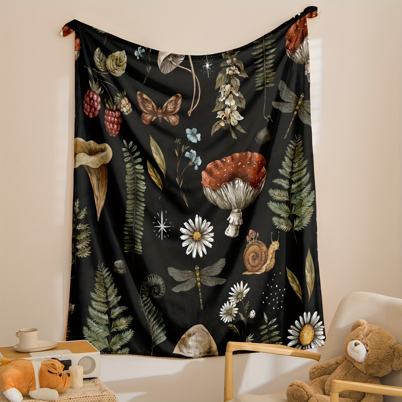 Vintage Mushroom & Floral Flan - Christmas Throw Blanket review and price