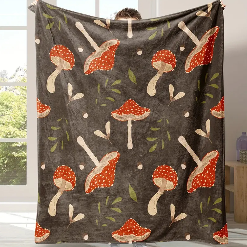 Vintage Mushroom & Floral Flan - Christmas Throw Blanket review and price
