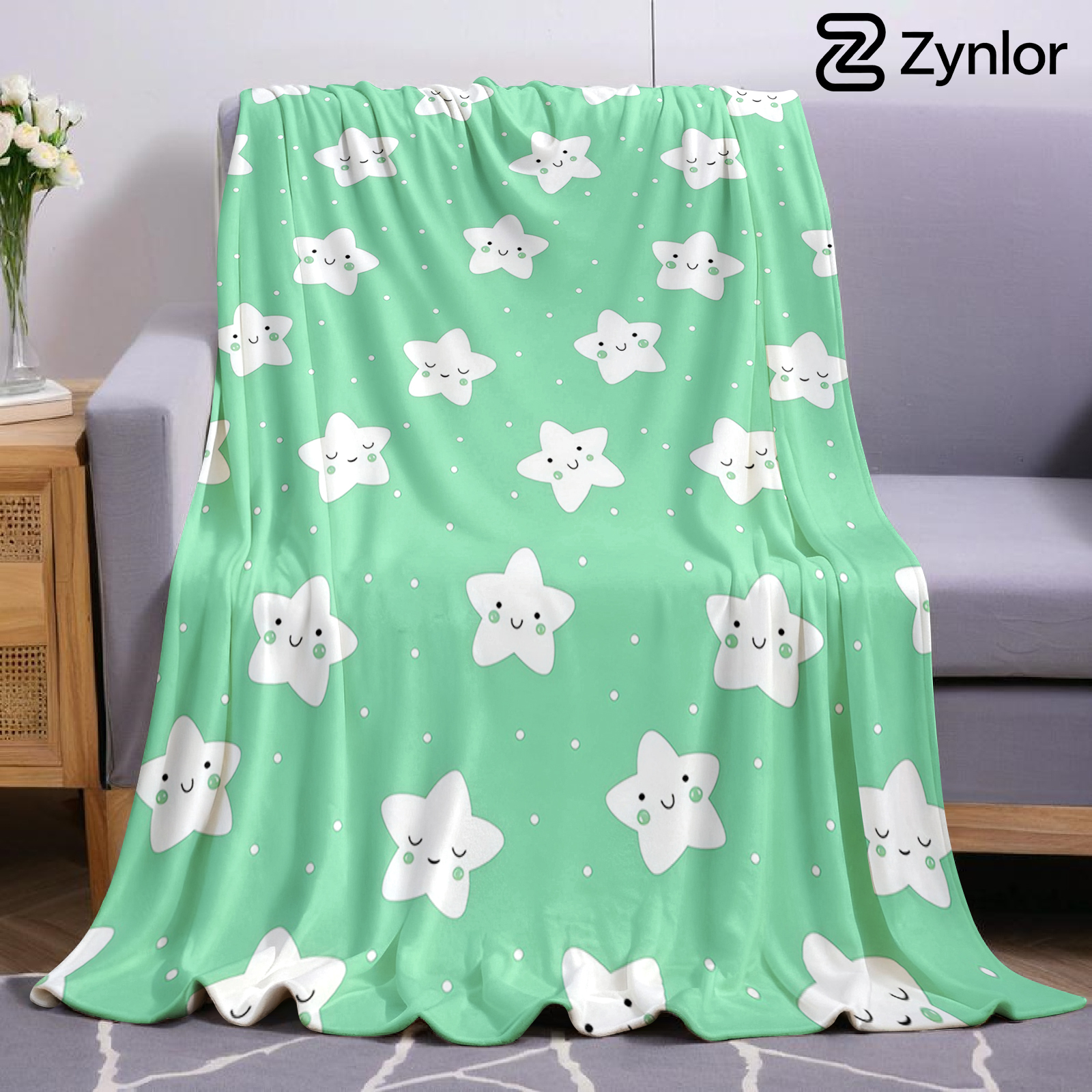 Mint Green Cute Star Lightweig - Christmas Throw Blanket review and price