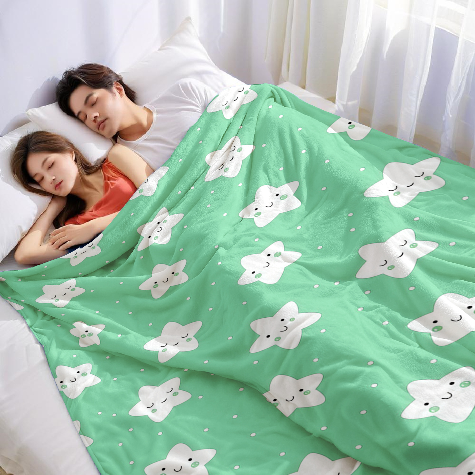 Mint Green Cute Star Lightweig - Christmas Throw Blanket review and price