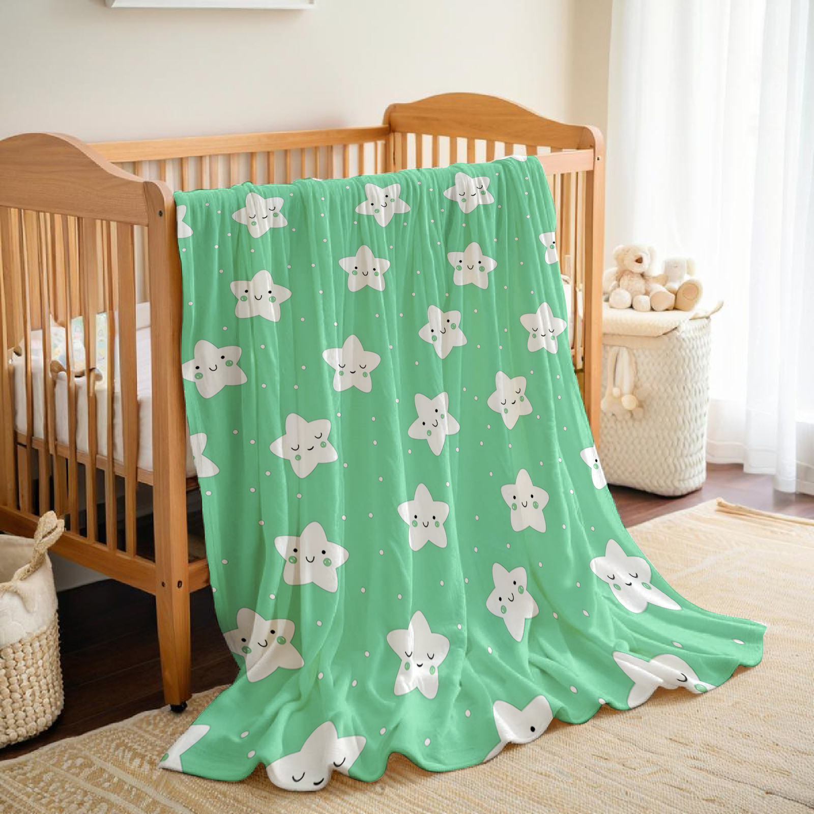 Mint Green Cute Star Lightweig - Christmas Throw Blanket review and price