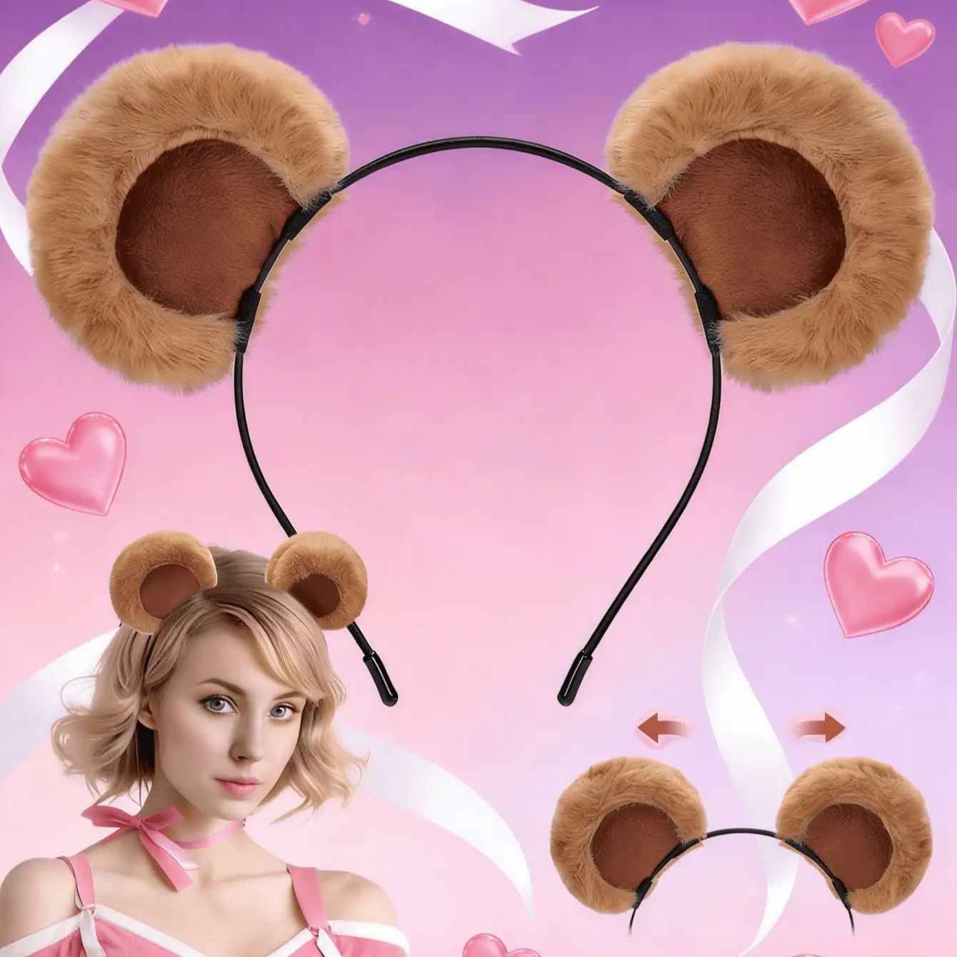 1pc Valentine's Day Brown Bear - Reindeer Antlers Headband review and price
