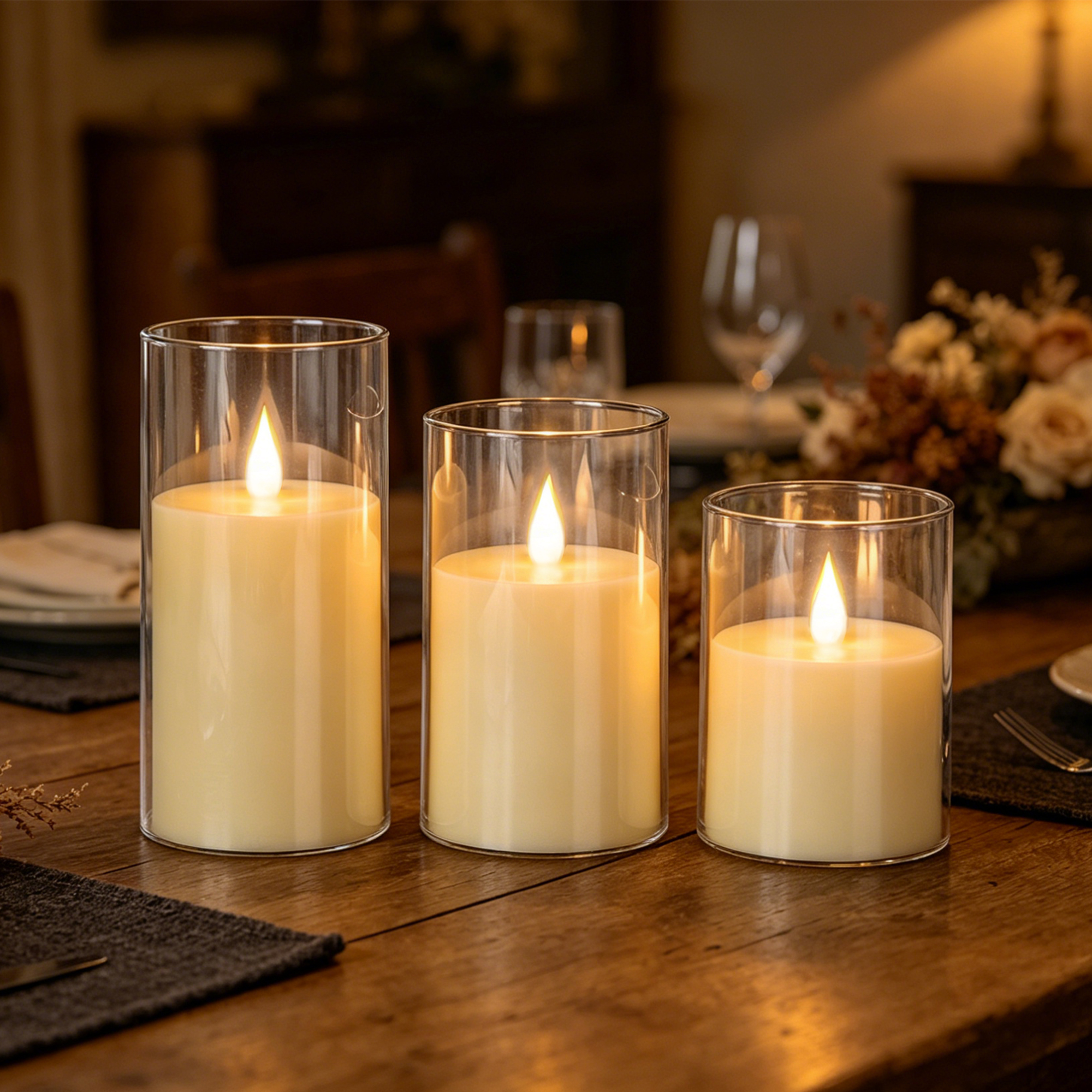 3-Piece LED Flame-Free Candle  - Holiday Candle Set review and price