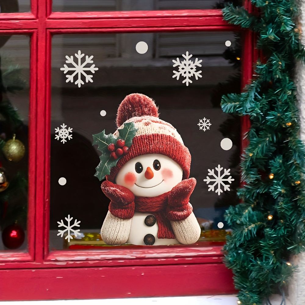 1pcs 2D Flat Smiling Snowman w - Snowflake Window Decal review and price